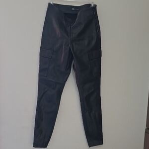 Zara Sleek Black Leather-Style Trousers
